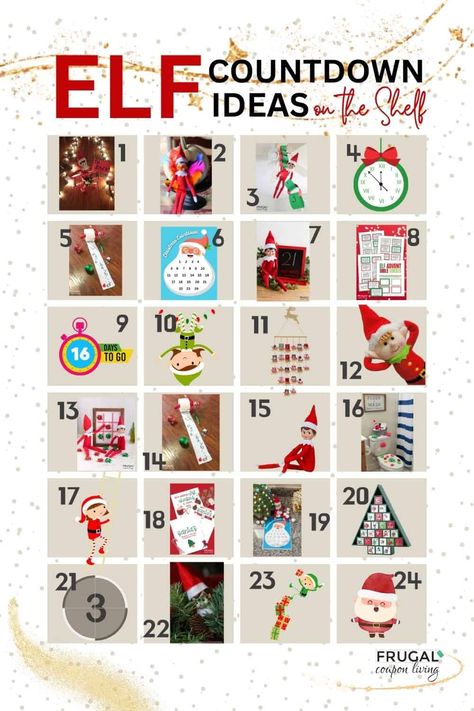 Waiting for Christmas Day can take forever in a kid's eyes! These kid-friendly and fun Elf on the Shelf Countdown Ideas are perfect for helping a child see the days until Christmas -  Because December is Hard Enough!  These include printable countdowns, chalkboard countdowns, advent calendars and a cute Santa's Beard from Cotton Balls craft. New Elf on the Shelf ideas daily plus free Elf on the Shelf printables. #FrugalCouponLiving #ElfontheShelf Elf On The Shelf Countdown, Elf On The Shelf Printables, Countdown Until Christmas, Cotton Ball Crafts, Countdown Ideas, Elf Printables, Waiting For Christmas, Small Chalkboard, Elf Props