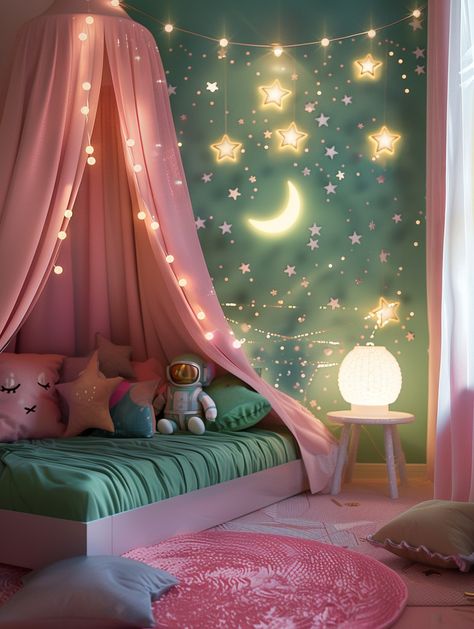 Explore 24 space-themed bedroom ideas for girls that bring the cosmos to life. Perfect for creating a girly space themed bedroom that is unique and exciting. From starry accents to space-inspired furniture, these ideas will make her room a place of wonder. Ideal for girls space themed bedroom ideas that stand out. Girly Space Bedroom, Large Toddler Bedroom Ideas, Bedroom Ideas Stars, Kids Girl Bedroom Ideas, Girls Bedroom Theme Ideas, Girls Galaxy Bedroom Ideas, Kid Bedroom Ideas Girl, Girl Space Room, Kids Girls Bedroom Ideas