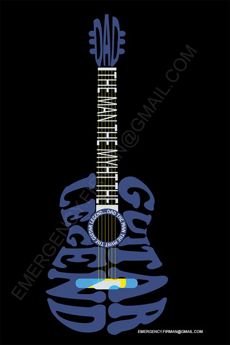 GUITAR TYPOGRAPHY DESIGN Guitar Typography, Guitar Legends, Decal Ideas, Guitar Tattoo, Typography Poster, The Man, Typography, Guitar, For Sale