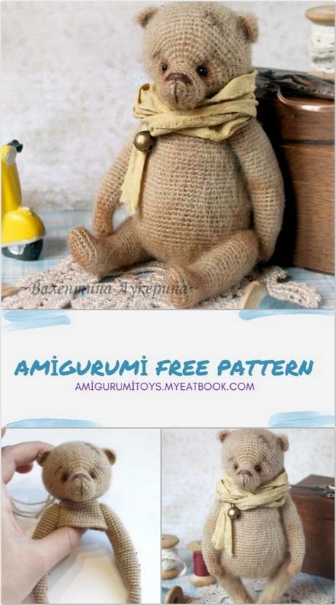 Amigurumi Bear Savely Free Pattern - amigurumitoys.myeatbook.com Easter Amigurumi, Crochet Characters, Crochet Bears, Crochet Stuffies, Teddy Bear Patterns Free, Teddy Bear Knitting Pattern, Handmade Kids Toys, Crocheted Animals, Bear Patterns Free