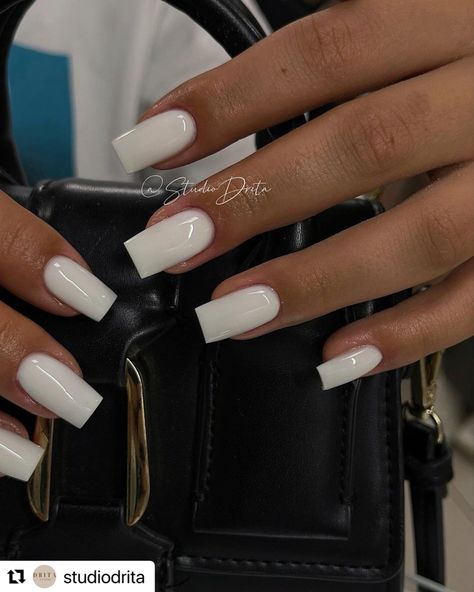 Plain Cute Nails, Plain Acrylics, White Nails Square, White Acrylic Nails, Basic Nails, Classy Acrylic Nails, Short Square Acrylic Nails, Nail Style, Nails Only