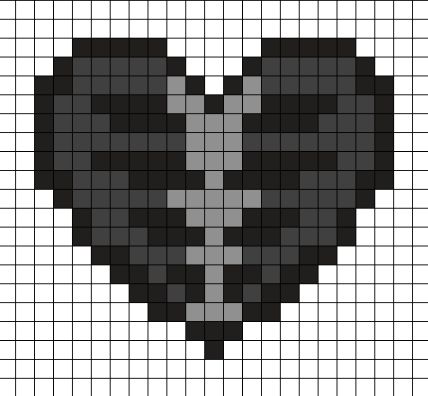 Perler Bead Goth, Gloomy Bear Perler Bead Patterns, Skelanimals Pixel Art, Perler Bead Patterns Emo, Wednesday Pixel Art, Mcr Pixel Art, Goth Perler Beads, Goth Perler Bead Patterns, Black And White Pixel Art Grid