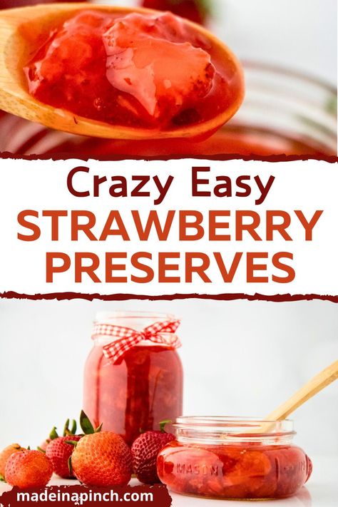 This simple old-fashioned recipe uses just a handful of natural ingredients to create an intense fresh strawberry flavor. Learn how to make fresh homemade strawberry preserves in a small batch without pectin (including canning directions). This recipe is easy enough for beginners, and the final product tastes SO much better than what you find in grocery stores! Diy Strawberry Preserves, Old Strawberry Recipes, Strawberry Preserves Canning, What To Do With Fresh Strawberries, Strawberry Preserves Recipe, Homemade Strawberry Preserves, Strawberry Recipes Easy, Inexpensive Dinner Recipes, Balanced Recipes