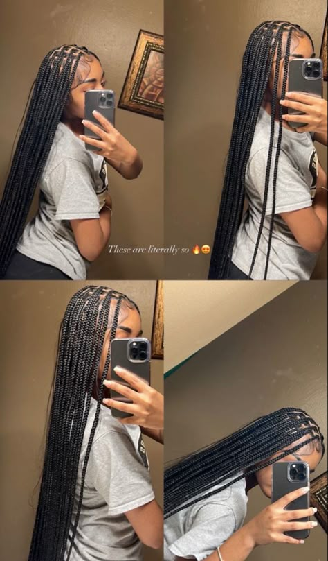 Boho Knotless Braids Straight Hair, Knotledd Braids Styles, Waste Length Knotless Braids, Boho Braids With Straight Hair, Small Long Boho Knotless Braids, Knee Length Boho Knotless Braids, Big Parts Small Knotless Braids, Smedium Knotless Boho Box Braids, Extra Long Small Knotless Braids