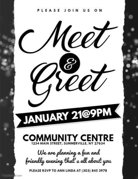 Meet & Greet Flyer Meet & Greet Invitations, Meet And Greet Poster Design, Meet And Greet Ideas, Meet And Greet Invitation, Reception Invitation, Event Planning Checklist, Business Invitation, Church Poster Design, Group Ideas