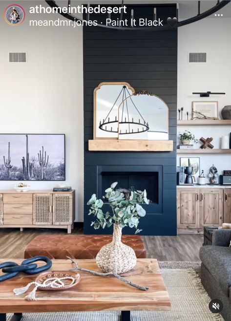 Navy Blue Shiplap Fireplace, Shiplap Fireplace, Fireplace Built Ins, Living Room Decor Fireplace, White Shiplap, Living Room Update, Cabin Interiors, Home Fireplace, Fireplace Wall