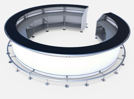 Create curved edges for your Flash Bar. This shape increases the possibilities of your configuration! Make a full circle, have softer rounded edges. The Circular Flash Bar segment supports a versatile workstation that you can accessorize with Speed Rails and Drop-In Ice Bins in each segment.  #ThePortableBarCompany #FlashBar #PortableBar #TheFlashBar #CircularFlashBar #curvedBar #modularBar #barDesign #foodAndBeverage #restaurantandBar #mobileBar #circularDesign #Design #circular #decor #bar Circle Bar Design, Celine Store, Portable Bars, Modern Home Bar Designs, Miami Bar, Bar Counter Design, Ice Bins, Circle Bar, Bakery Interior