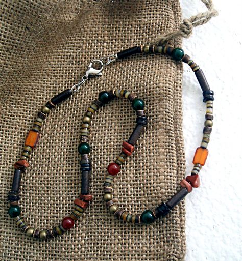 Mens Accessories Necklace, Mens Beaded Necklaces, Diy For Men, Bohol, Gemstone Beaded Necklace, Dope Jewelry, Funky Jewelry, Hippie Jewelry, Men's Necklace