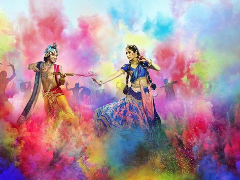 Holi Painting, Radha Krishna Serial, Virat Kohli Portrait Photography, Krishna Holi, Dancing Pose, Radha Krishna Holi, Holi Photo, Holi Images, Virat Kohli Instagram