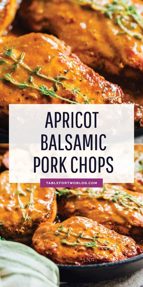 Glaze For Pork Chops, Apricot Pork, Balsamic Pork Chops, Apricot Recipes, Balsamic Pork, Pork Chop Recipes Baked, Dinner Rotation, Pork Chop Dinner, Glazed Pork Chops