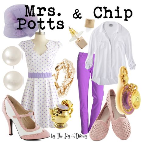 The Joy of Disney: {Beauty & the Beast}: Mrs. Potts and Chip Mrs Potts Inspired Outfit, Mrs Potts And Chip Costume, Beauty And The Beast Inspired Outfits, Beauty And The Beast Outfit Ideas, Character Bounding, Disneyland Style, Chip Costume, Mrs Potts And Chip, Disney Character Outfits