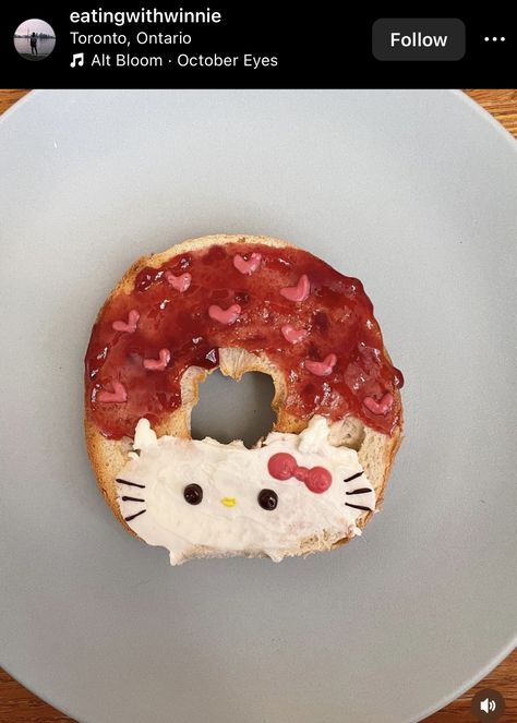 Hello Kitty Breakfast, Hello Kitty Food, Jam Toast, Kawaii Hello Kitty, Hello Kitty Cake, Food Breakfast, Breakfast Idea, Food Board, Easy Cooking Recipes