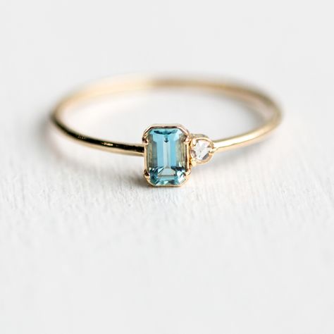 Take Me With You Ring in Aquamarine in Solid 14k Yellow Gold Senior Ring, Senior Rings, Delicate Fine Jewelry, Melanie Casey, The Bling Ring, Heirloom Jewelry, Minimal Earrings, Ring Collection, Brighton Jewelry