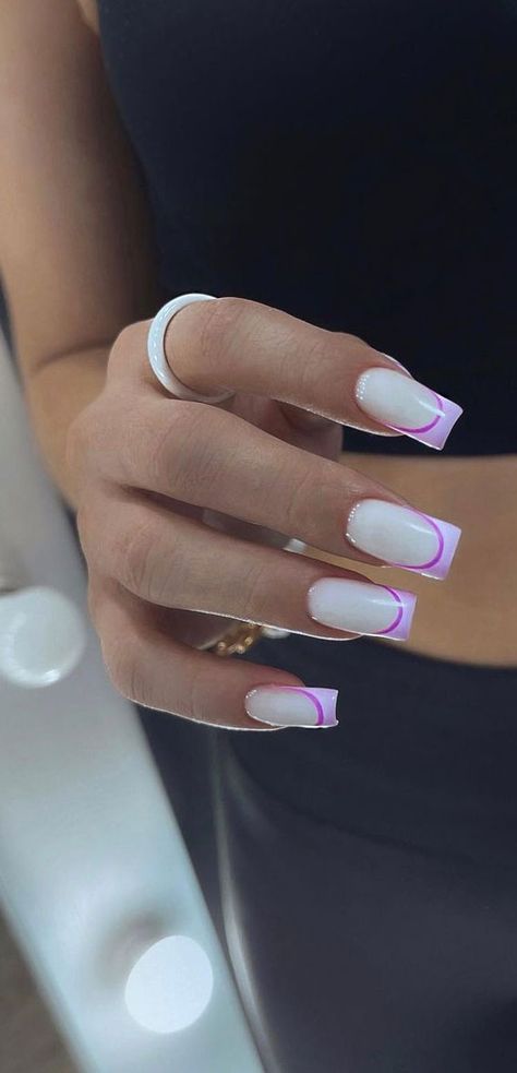 Double Line French Tip Nails, Tips French Nails, Double French Nails, Nails Lilac, Natural Nail Art, French Colors, Modern French, Nails Christmas, Tip Nails