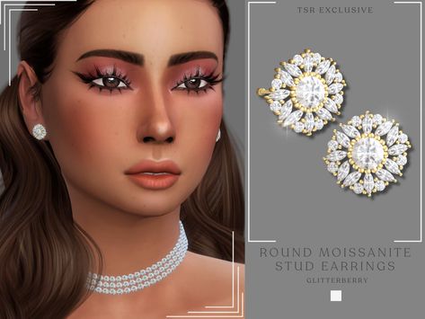 Sims4 Earrings, Sims 4 Cc Earrings, Sims Aesthetic, Cc Accessories, Cc Necklace, Purple Heart Earrings, Simple Pearl Earrings, Sims 4 Piercings, Sims Stories