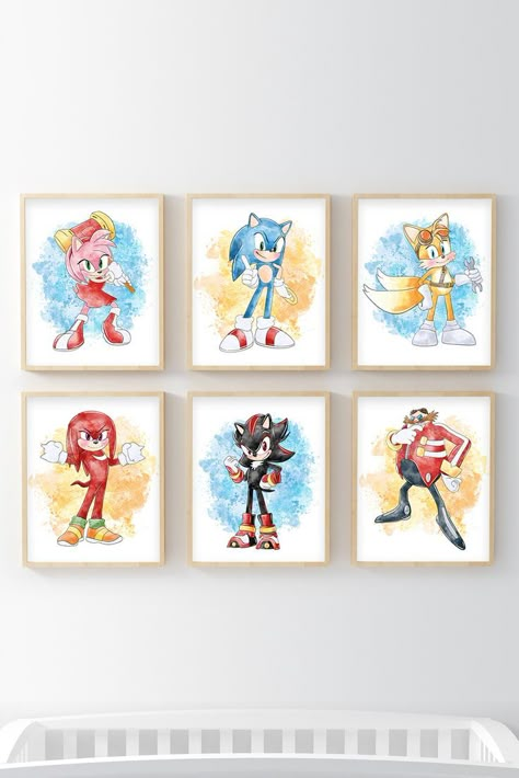 Sonic Kids Room Wall Art Sonic Hedgehog Bedroom Ideas, Sonic Wall Art, Cool Sonic Art, Sonic The Hedgehog Room Ideas, Sonic Themed Bedroom, Sonic Room Ideas, Sonic Bedroom Ideas Kids Rooms, Sonic The Hedgehog Bedroom Ideas, Sonic Room Ideas Boys