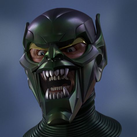 Green Goblin Mask, Green Goblin Spiderman, Goblin Mask, Spiderman 2002, Norman Osborn, Spiderman Art Sketch, Spectacular Spider Man, Portrait Cartoon, Deep Art