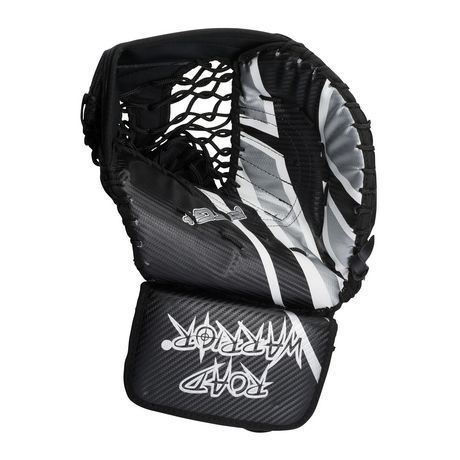 Road Warrior Ptg+ S Pro Style Double Laced T-Pocket Street Hockey Catch Glove Black Hockey Shin Pads, Hockey Pads, The Road Warriors, Street Hockey, Road Warrior, Hockey Goalie, Calgary Flames, Hockey Equipment, Black 13