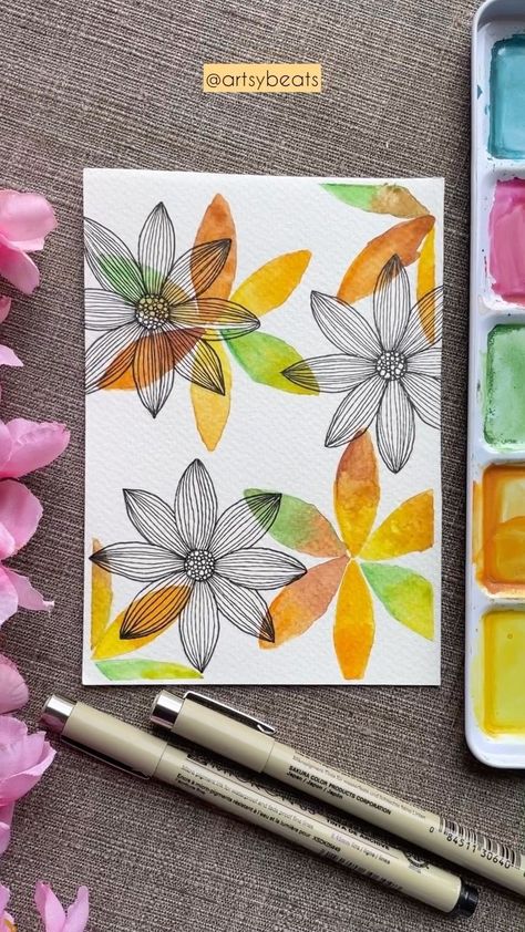 Flower Doodles | Mandala | Zen art✨ (@artsybeats) • Instagram photos and videos Doodles Mandala, Dyi Art, Floral Doodles, Doodle Painting, Doodle Art Flowers, Watercolor Flowers Tutorial, Boho Painting, Mandala Art Therapy, Floral Doodle