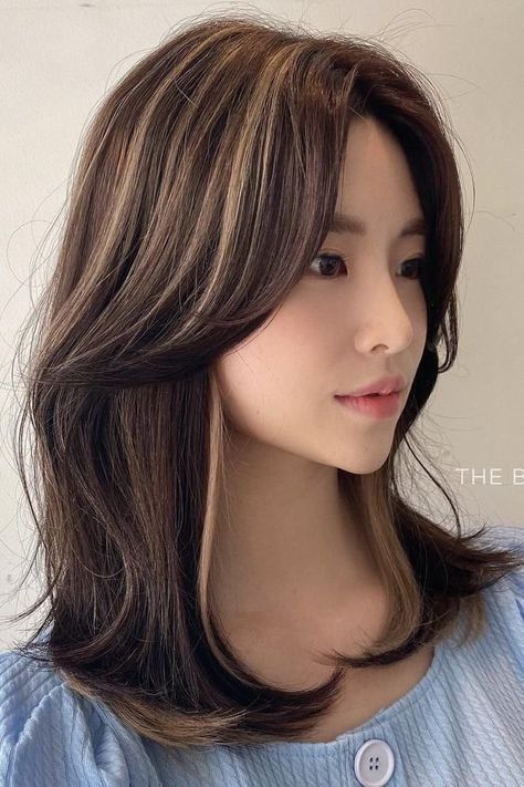 This post is about everything you need to know about Korean curtain bangs, including ways to cut and style them and the inspirations you’ll want to try! Medium Curtain Bangs Haircut, Curtain Bangs For Asian Hair, Shoulder Length Hair Asian Long Bobs, Korean Curtain Bangs Short Hair, Korean Medium Haircut With Bangs, Mid Length With Curtain Bangs, Mid Hair With Bangs, Shoulder Length Bob With Curtain Bangs, Asian Curtain Bangs