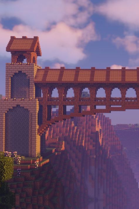 Minecraft Building Ideas Medieval, Minecraft Medieval Buildings, Minecraft Mountain House, Medieval Bridge, Build In Minecraft, Minecraft Bridge, Minecraft Building Ideas, Scary Videos, Rumah Minecraft Sederhana