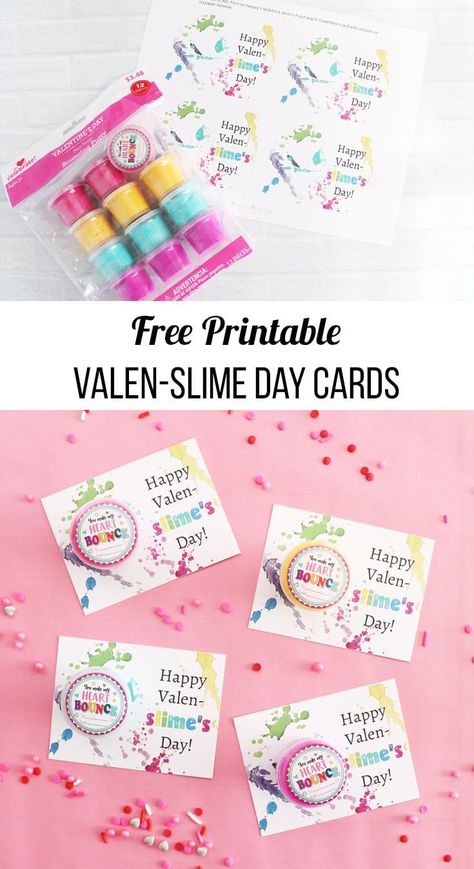 Free Printable Slime Valentine Card. Tell friends and classmates Happy Valen-slimes Day with these free printable Valentines. Putty Valentine Free Printable, Slime Valentine Free Printable, Valentines Printables Free Kids, Slime Valentines, Free Printable Valentines Tags, Classroom Valentines Gifts, Free Printable Valentines Cards, Free Printable Valentines, Puppy Valentines