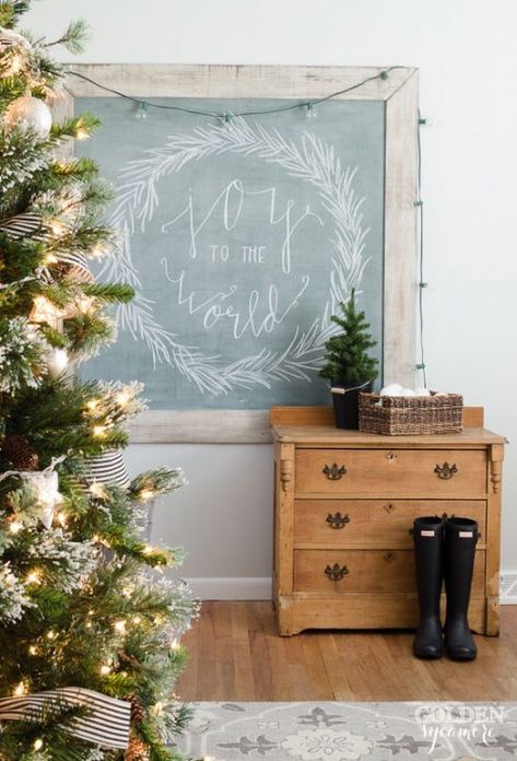 Farmhouse Chalkboard Ideas, Farmhouse Condo, Sunken Room, Spring Chalkboard, Chalkboard Christmas, Christmas Tree Lots, Green Chalkboard, Vintage Chalkboard, Chalkboard Decor