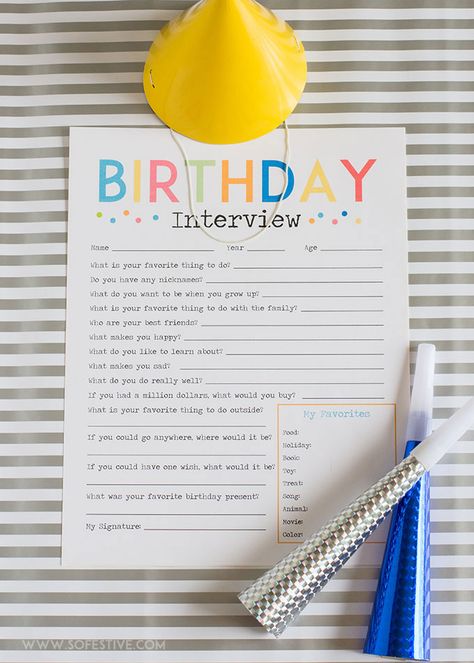 Birthday Interview Questions, Birthday Interview Printable, Birthday Questions, Uppfostra Barn, Birthday Interview, Birthday Traditions, Birthday Planning, Free Birthday, Birthday Printables