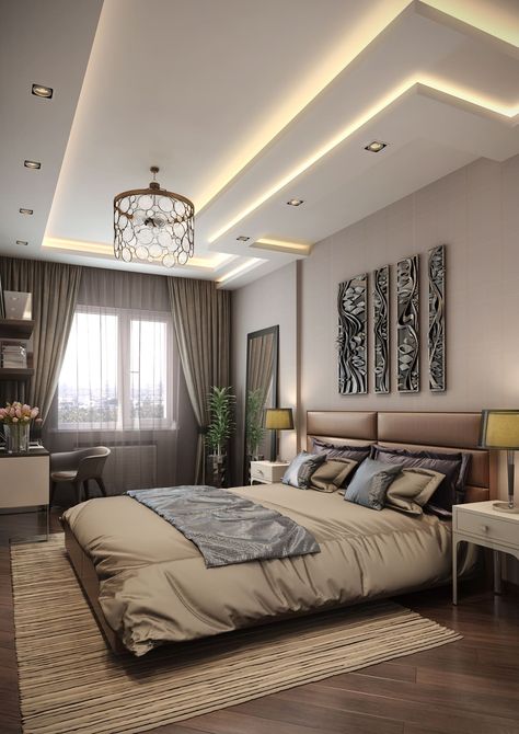 32 False Ceiling Design For Bedrooms 16 32 False Ceiling Design For Bedrooms Bedroom Design Modern, Gypsum Ceiling Design, Bedroom Pop Design, Luxury Ceiling Design, False Ceiling Bedroom, New Ceiling Design, Modern Luxury Interior, Interior Ceiling Design, Pop False Ceiling Design