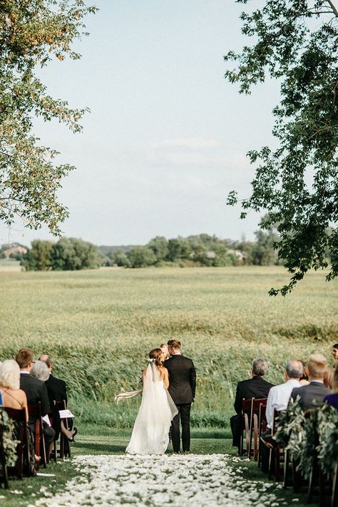 Romantic Farm Wedding in Minnesota - Field Wedding, Wedding Ceremony Backdrop, Creative Wedding Ideas, Open Field, Outside Wedding, Ceremony Backdrop, Outdoor Wedding Ceremony, Walking Down The Aisle, Wedding Planners