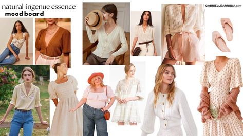 complete guide to the natural essence (kitchener style essences) Soft Natural Ingenue Style, Ingenue Flamboyant Natural, Soft Natural Natural Essence, Kitchener Essence Ethereal, Natural Essence Kitchener Outfits, Natural Classic Ingenue Essence, Kitchener Style Essences Natural, Soft Natural Kibbe Ingenue Essence, Dark Ingenue Essence