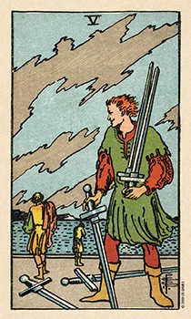 Five Of Swords, Rider Waite Tarot Cards, All Tarot Cards, Rider Waite Tarot Decks, Swords Tarot, 78 Tarot Cards, The Hierophant, Rider Waite Tarot, Wiccan Witch