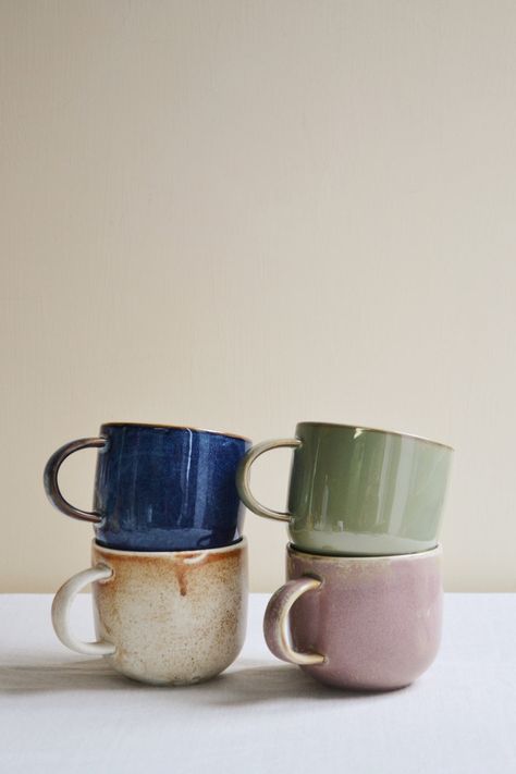 Enjoy your morning coffee in these porcelain mugs, featuring a rustic glazed finish. Each mug is... Shades Of Colors, Ceramics Mug, Subtle Pattern, Rustic Ceramics, Reactive Glaze, Porcelain Mugs, Coffee Colour, Pottery Mugs, Life Inspiration