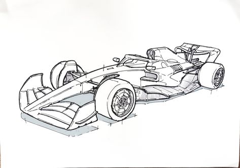 F1 Sketch Design, F1 Cars Sketch, Racing Car Sketch, Formula 1 Sketch Drawing, Simple F1 Car Drawing, F1 Race Car Drawing, Formula One Sketch, Formula 1 Car Design, F1 Things To Draw