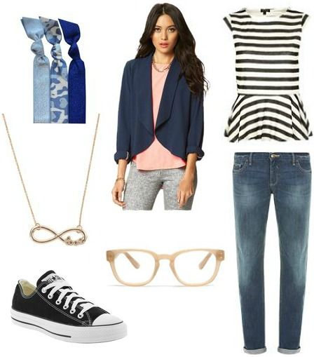 Lab outfit idea jeans peplum top blazer converse Fashion Psychology, Winter Fashion College, Teen Outfit Ideas, Outfits With Pants, College Outfits Summer Casual, College Outfits Cold Weather, College Outfits Party, Cute College Outfits, New Style Ideas