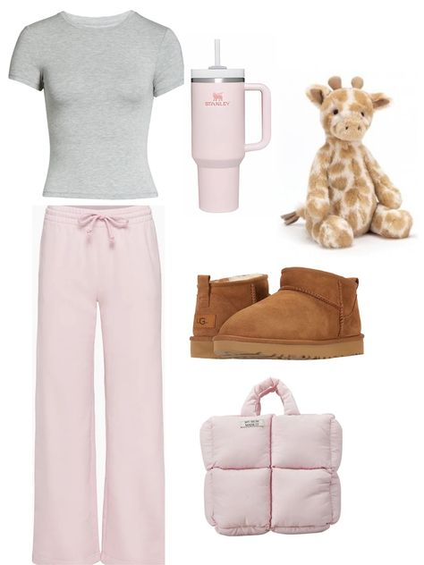 Coquette Outfit Comfy, Coquette Outfit Leggings, Pink Sweatpants Outfit Winter, Lazy Coquette Outfits, Coquette Comfy Outfits, Coquette Gym Outfit, Outfits With Pink Leggings, Simple Pink Outfits, Comfy Coquette Outfit