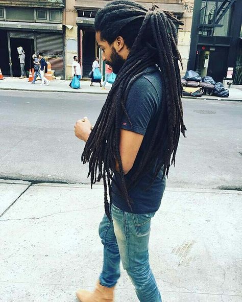 Long dreaded hair on a male pulled back in a pony tail Dread Ponytail Hairstyles, Dreads Jewelry, Ponytail Men, Dreadlock Styles For Men, Dread Ponytail, Male Locs, Man With Locs, Mens Dreadlock Styles, Hairstyles Ladies