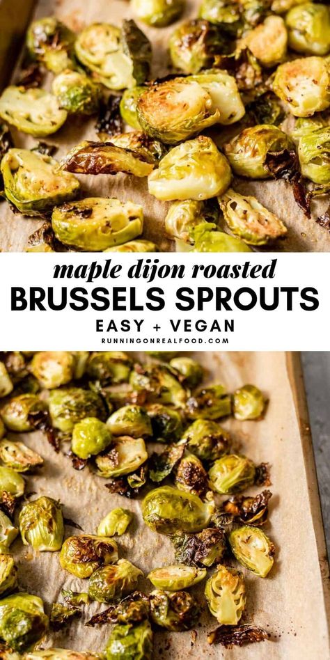 These sweet and tangy, maple dijon brussels sprouts are so delicious they'll be a hit at your holiday table. Serve straight from the oven as a side dish to your Thanksgiving, Easter or Christmas meal. Vegan Christmas Meals Ideas, Vegan Dinner Sides, Christmas Dinner Ideas Vegan, Vegan Christmas Dinner Sides, Plant Based Thanksgiving Dinner, Vegan Christmas Recipes Dinner, Vegan Thanksgiving Food, Vegan Christmas Dishes, Vegan Christmas Sides