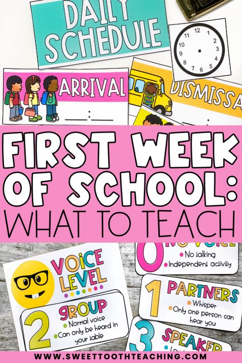 First Grade Procedures And Routines, Procedures To Teach First Week Of School, 2nd Grade First Week Of School, First Grade First Week Of School, First Week Of School Ideas Preschool, First Week Of First Grade, Aba Classroom, Stem Preschool, Class Procedures