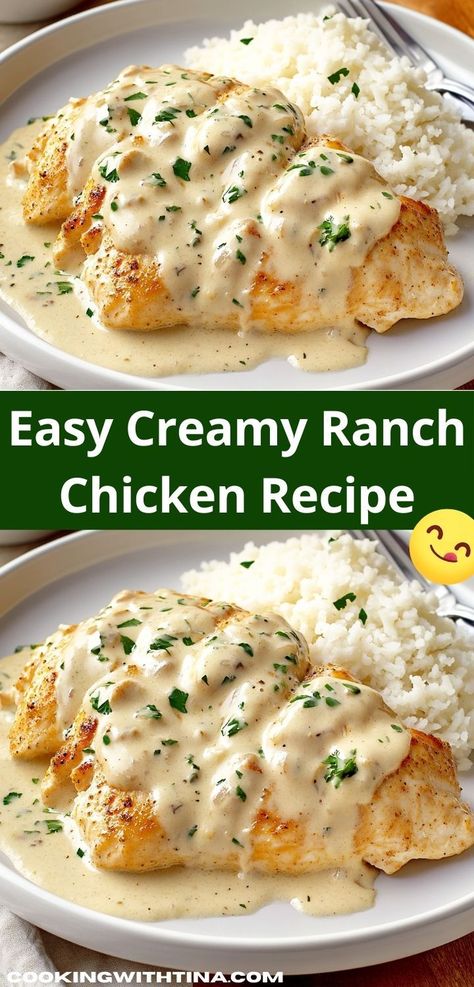 Need a family-friendly dinner recipe that everyone will love? Discover the Creamy Ranch Chicken Recipe, a creamy, savory dish that’s not only easy to make but also pairs wonderfully with your favorite sides. Easy Ranch Chicken Recipes, Amish Chicken Recipes, Crockpot Chicken Ranch Recipes, Chicken Diane Recipes, Creamy Ranch Chicken Crockpot, Creamy Chicken Crockpot Recipes, Easy Creamy Chicken Recipes, Chicken Ranch Recipes, Chicken Thigh Dinner Recipes