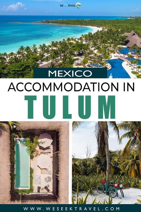 There are two areas which are best to stay in while you're in Tulum. This Tulum accommodation guide will help you plan where to stay in Tulum for white sand beaches, budget stays, or unique tree house cabins for a much more relaxed and laid-back travel scene than nearby Cancun. | best places to stay in tulum mexico | tulum best places to stay | best beach hotels in tulum | tulum mexico resorts boutique hotels | where to stay in tulum mexico hotels | luxury hotels tulum Tulum Mexico Hotel, Tulum Mexico Resorts, Mexico Tulum, Tulum Travel, Hotels Luxury, Tulum Hotels, Mexico Travel Guides, Mexico Hotels, Mexico Resorts