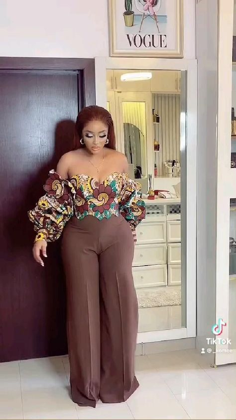 Nigerian Classy Outfits, Crop Top Outfits For Wedding, Nigerian Outfits For Women Casual, Short Hairstyle Women Afro, 2piece Outfits Pants Chiffon Nigeria, Jamsuits Design, Casual African Outfits For Women, 2piece Outfits Pants Classy, Chitenge Outfits For Women