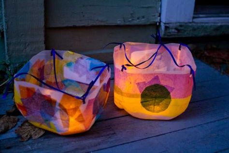 Diy Milk Carton, Lantern Walk, Milk Jug Crafts, Tissue Paper Lanterns, Sparkle Crafts, Plastic Milk, Recycled Art Projects, Lantern Ideas, Jar Lanterns