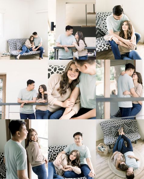 Prenuptial Photoshoot Outfit, Cozy Prenup Ideas, Pre Nup Outfit Ideas Indoor, Prenup Photoshoot Ideas Indoor, Cozy Prenup Shoot, Indoor Prenup Shoot Outfit, Diy Prenup Photoshoot Ideas, Pre Nup Shoot Ideas Casual, Pre Nup Outfit Ideas