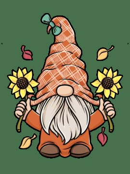 Fall Cartoon Characters, November Drawings, Fall Drawings Easy, October Clipart, Holding Sunflower, Fall Characters, Gnome Illustration, Sunflower Gnomes, Cartoon Gnome