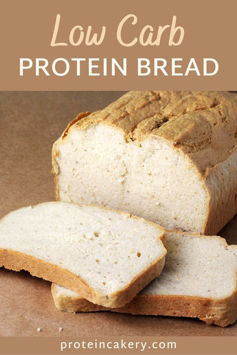 Only 3 ingredients in this keto-friendly bread recipe (1g net carbs in 1/8 loaf!). It's a basic protein bread made without almond flour. High Protein Bread, Protein Bread Recipe, Protein Bread Recipes, Bread Loaf Recipe, Keto Brood, High Protein Low Carb Diet, Keto Sides, Healthy Bread Recipes, Protein Bread