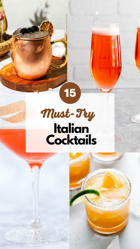 Italian Cocktails Italian Dinner Party Cocktails, Cocktails For Italian Food, Italian Wedding Cocktails, Italian Mixed Drinks, Classic Italian Cocktails, Italian Drinks Alcohol Cocktails, Italian Drink Recipes, Italian Drinks Alcohol, Italian Summer Drinks