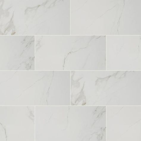 Home Decorators Collection Carrara Polished 12 in. x 24 in. Polished Porcelain Floor and Wall Tile (16 sq. ft./case)-NHDCARR1224P - The Home Depot Rectified Tile, Bathroom Fireplace, Matte Tile, Polished Porcelain Tiles, Modern Tiles, Marble Look Tile, Bathroom Backsplash, Porcelain Floor, House Tiles