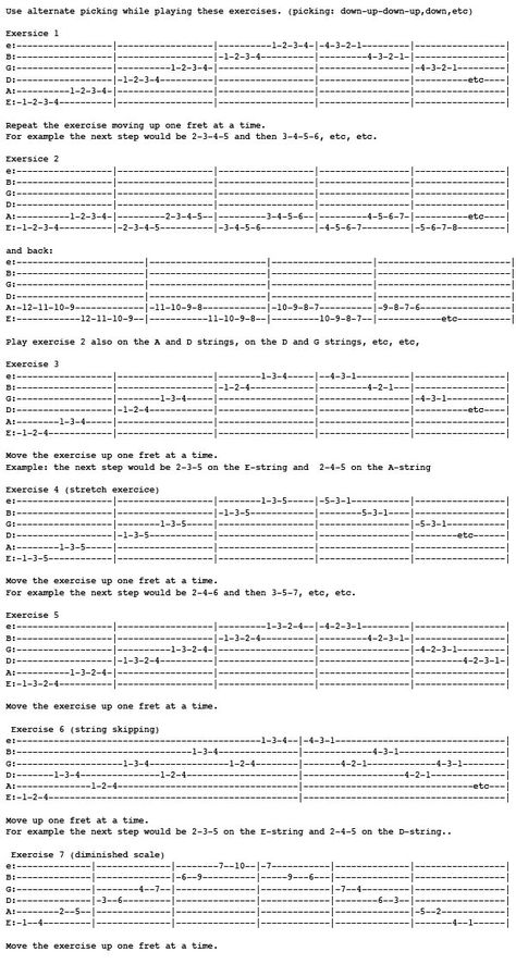 warm-up-exercises-1 Guitar Picking Exercises, Guitar Hand Exercises, Guitar Warm Up Exercises, How To Get Better At Guitar, Guitar Exercise, Guitar Classes, Guitar Exercises, Arm Strength, Music Theory Guitar