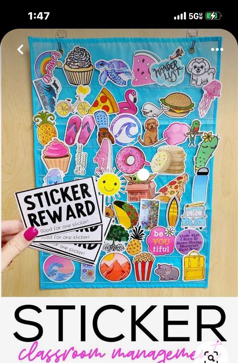 Classroom Sticker Reward System, 2nd Grade Reward System, 3rd Grade Reward System, Art Class Elementary Classroom Management, Sticker Classroom Management, Art Class Reward System, Easy Behavior Management System, Elementary Reward System, Sticker Reward System